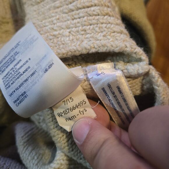 Tommy Hilfiger Beige Cable Knit Quarter Zip Sweater S - Picture 8 of 10